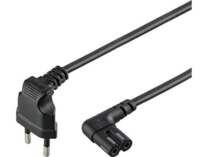 Goobay 73019 Sonos Euro netsnoer 2-polig / C7 bus type C Eurostekker 90° hoekstekker 230V / Eurokabel SONOS Play 1 & 5 luidsprekers zwart 2m