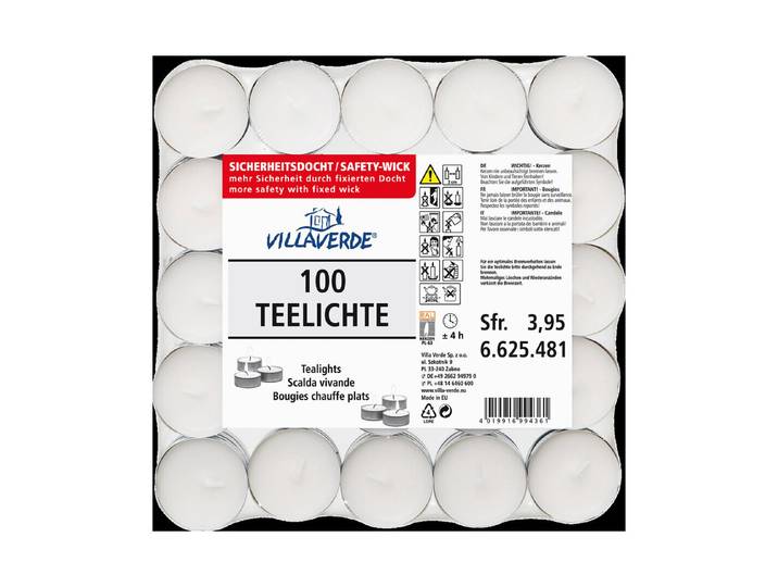 Teelichter 4h 100 Pack