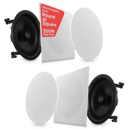PYLE 2-weg inbouw luidsprekers voor plafond of wand, 300 Watt