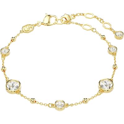 Armkette SWAROVSKI "Schmuck Geschenk Imber Armband" Gr. M, gold (gelbgoldfarben, kristallweiß, kristallweiß), Armbänder, Damen, M, Metall, Armkette, mit Swarovski Kristall