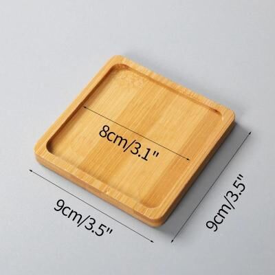 Uplift Picks Mini Bamboo Tray Coaster Wood Saucer For Coffee Cups And Flower Pots square 9 Cm