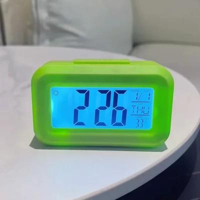 Inspired Finds LED Digital Alarm Clock For Desk & Bedroom Multi Function Electronic Desktop Time & Date Display green