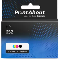 Druckerpatrone kompatibel mit HP 652 (F6V24AE) - Schwarz + 3 Farben - Multipack