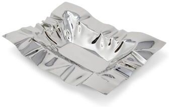 Classic Touch Rectangular Stainless Steel Crumpled Bowl