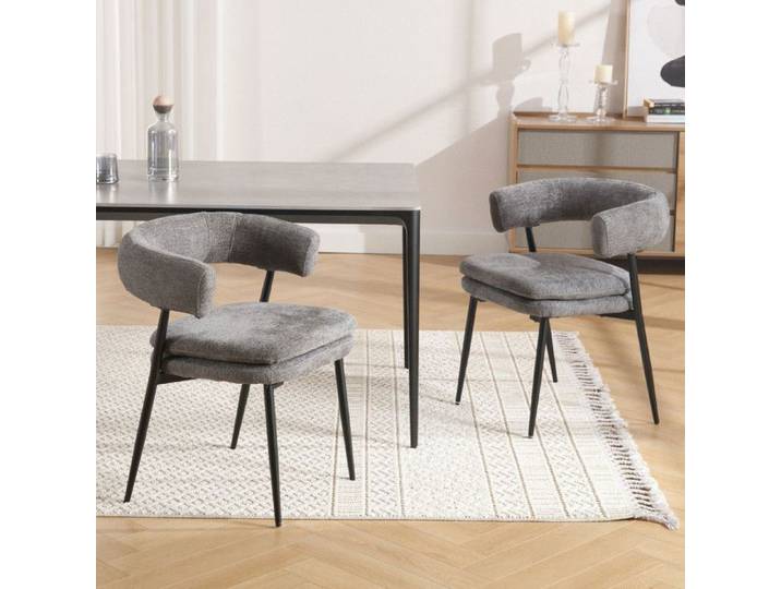 Wahson Chaise de Salle à Manger Lot de 2 Chaise en Chenille Chaise de Salon Confortable et Moderne pour Cuisine et Maison Gris