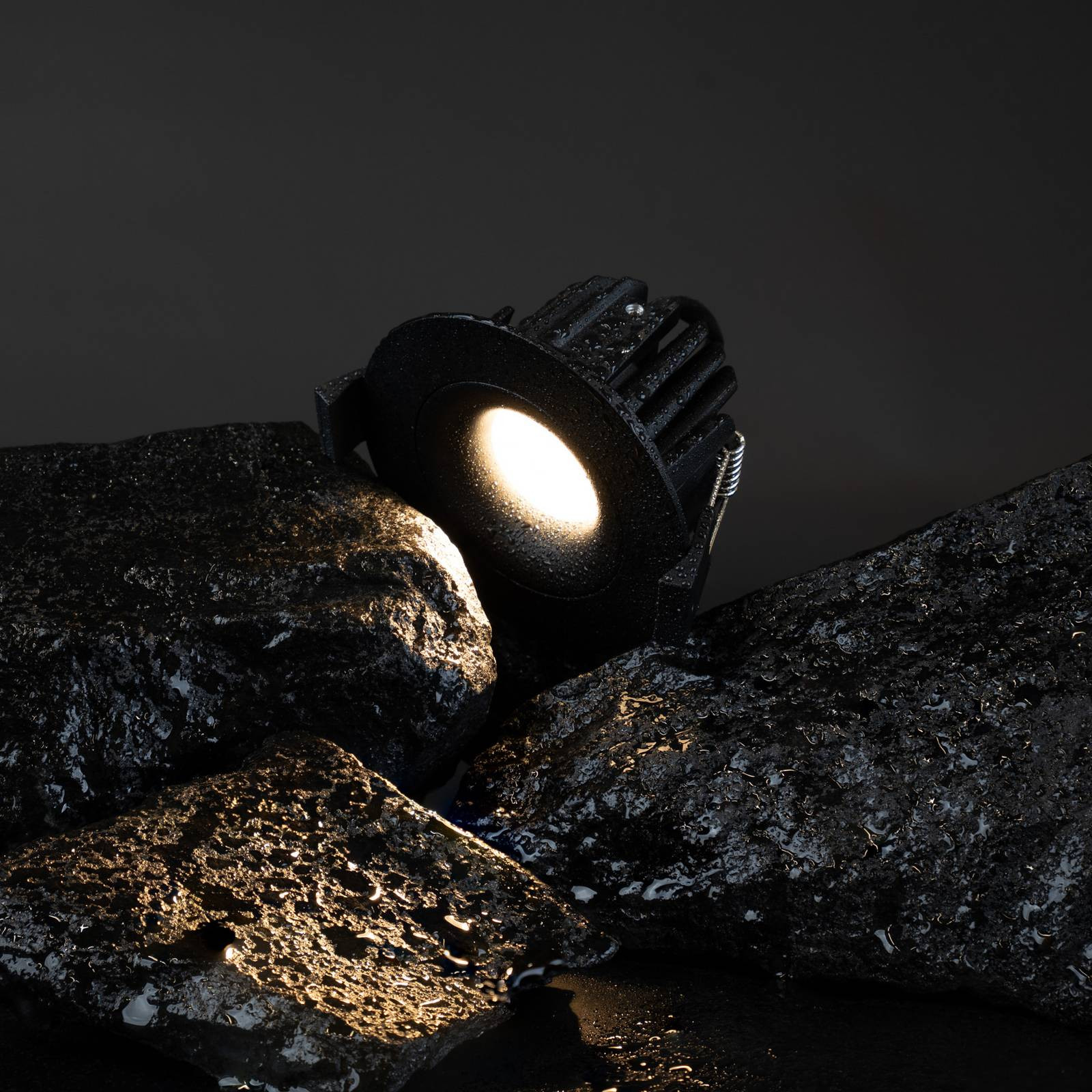 The Light Group OnePro LED Downlight, zwart, dimbaar, aluminium, rond