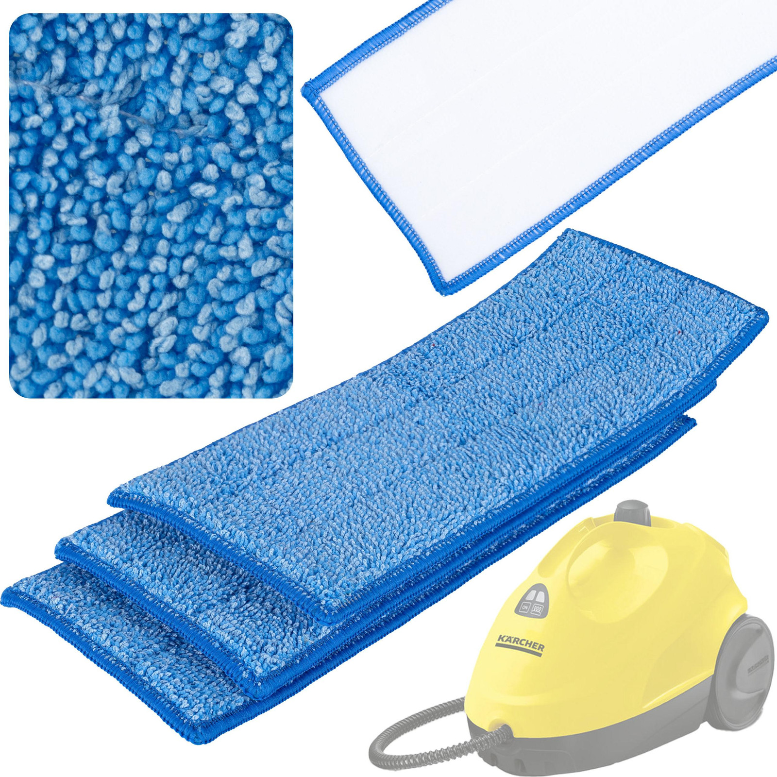 ROSFIX Set van 3 Microvezel Mopdoeken voor Kärcher Stoomreinigers SC1–SC5 en SI4, Hoogabsorberend, Afmetingen: 32 x 12,5 x 1,2 cm