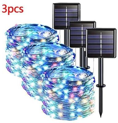 Uplift Picks 42M 400 LED Solar Fairy String Lights For Outdoor Garden Decor colorful (3 Pcs) 42 M 400 Led