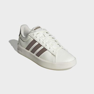 Sneaker ADIDAS SPORTSWEAR "GRAND COURT 3.0", Damen, Gr. 36, weiß (sanftes weiß, trace braun, sanftes weiß), Synthetik, Textil, Schuhe Sneaker