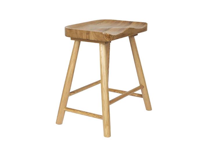 Massiver Hocker „Vander“ aus Eichenholz Natural White Label by Bloomingloft