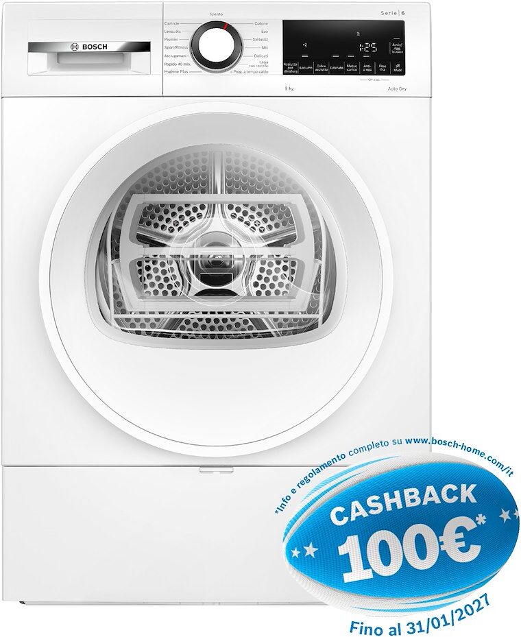 Asciugatrice Bosch Serie 6 WQG243D6IT a pompa di calore 9 kg