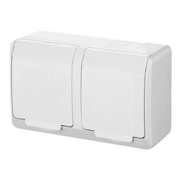 Elektro-Plast Gniazdo natynkowe GNT Hermes 2x2P + Z z klapką białe (0322-02) (36672208)