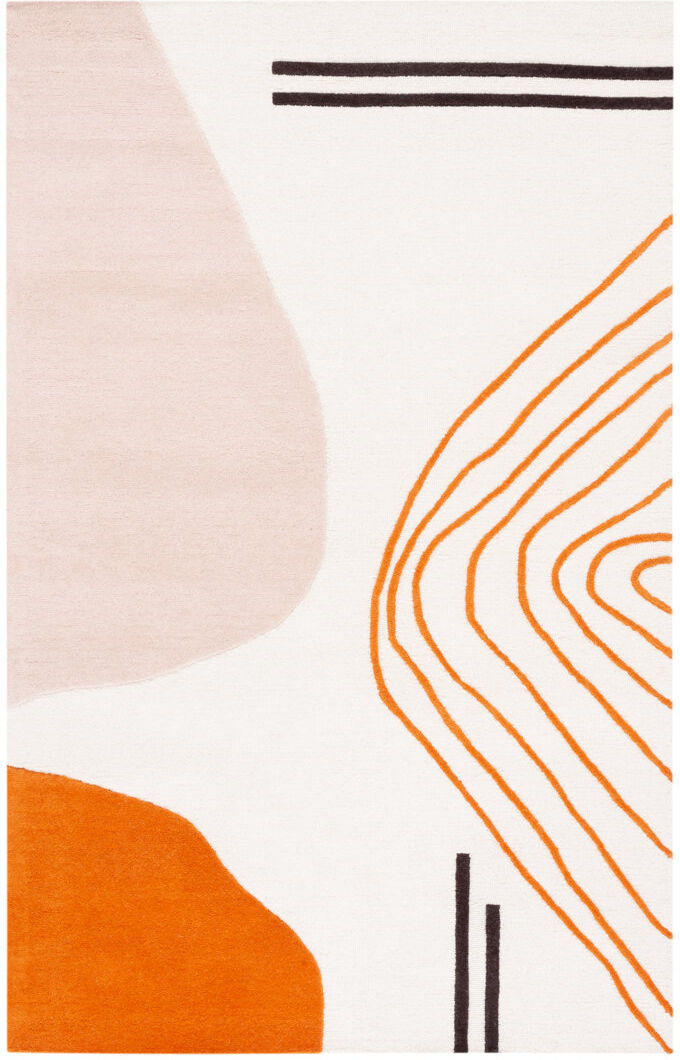 Bloomsbury Market Alisan Abstract Wool Hand Tufted Area Rug Ivory / Rust Rectangle 183 X 274