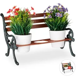 Relaxdays Mini Blumenbank Braun,Grau