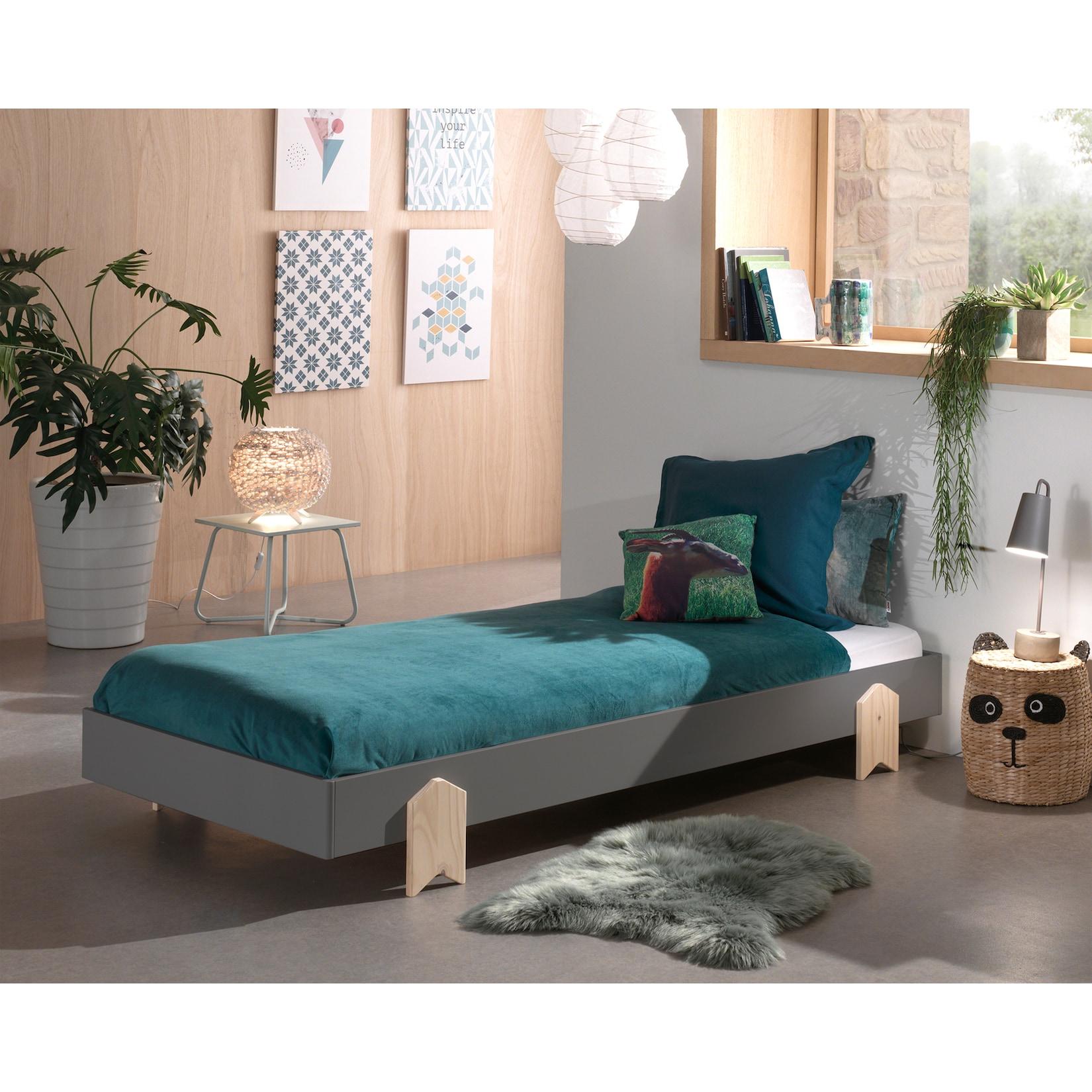 Modulo Einzelbett/Stapelbett 90 x 200 cm Liegefläche, grau lackiert, versch. Ausführungen