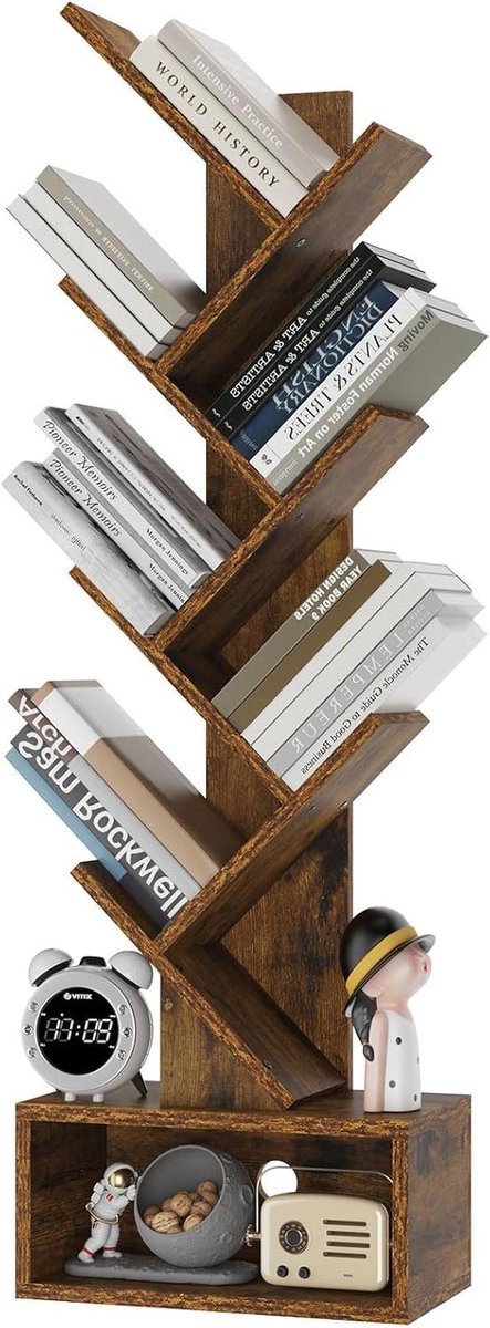 Merkloze Boekenkast Boom met 6 Lagen in Rustiek Bruin