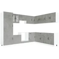 vidaXL 14-tlg. Küchenschrank-Set Lucca Betongrau Holzwerkstoff