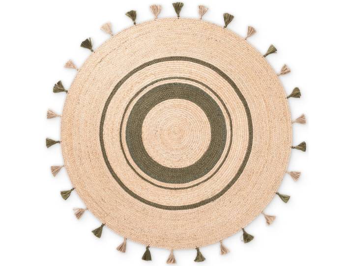 Tapis rond en jute pompon 150cm