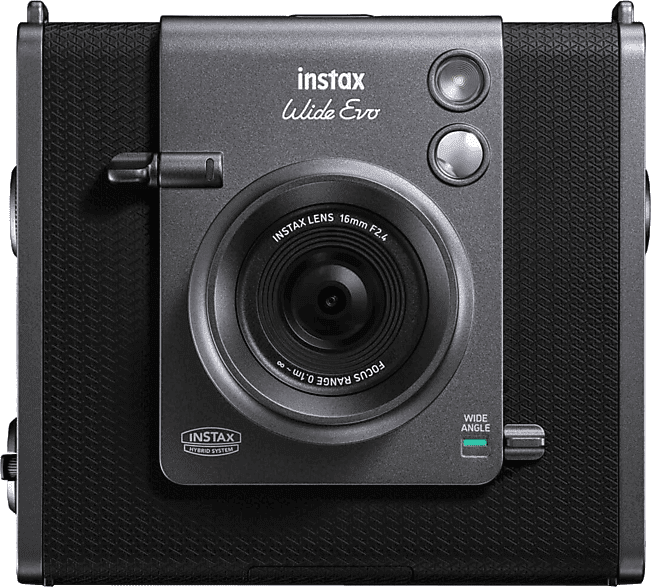 Cámara instantánea - Fujifilm Instax Wide Evo, 86 mm x 108 mm, Apertura F2.4, Flash, Temporizador, Negro