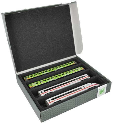 Feldherr opbergbox FSLB055 voor modelspoorlocomotieven, wagons en voertuigen met 4 sleuven voor H0-spoor, 2 stuks