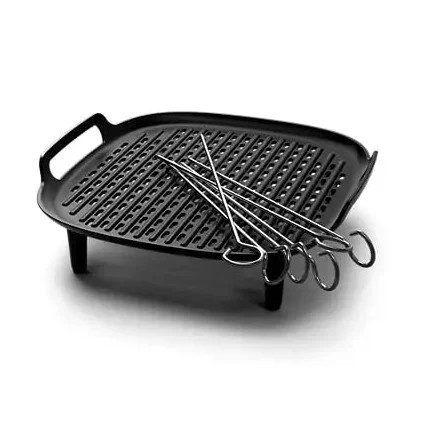 Philips Airfryer Grillkit XXL met 6 spiezen en antiaanbaklaag, zwart, HD9959/00