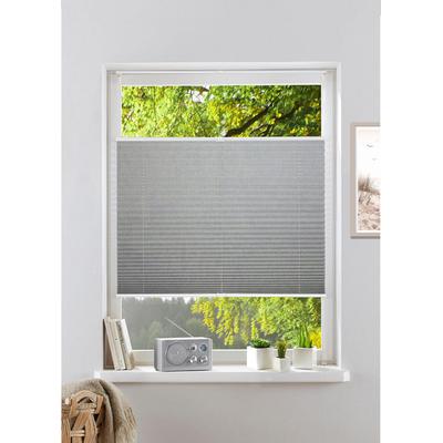 Plissee OTTO HOME "WILLA" Gr. 15, grau, B:30cm H:130cm, Obermaterial: 100% Polyester, Plissees, NEUHEIT in Leinenoptik, Klemmfix, für Fenster & Tür, Sonnenschutz
