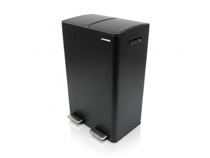 CATAVANA Mülleimer 2 Fächer 60 Liter, Edelstahl Mit 2 Pedalen, 2x30L Fingerabdruckresistente Edelstahloberfläche, Leises Soft-Close-Schließen, Herausnehmbare Inneneimer Und Beutelfixierung.