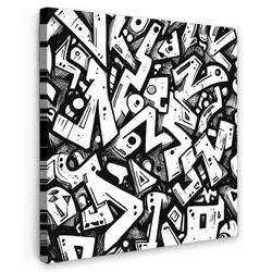 LEINWANDBILD Formen - Buchstaben - Graffiti - Schwarz Deko Wohnzimmer 20x20 cm