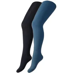2er Pack camano Soft Originals Baumwolle Strumpfhosen Kinder 5353 - gray blue 152/164