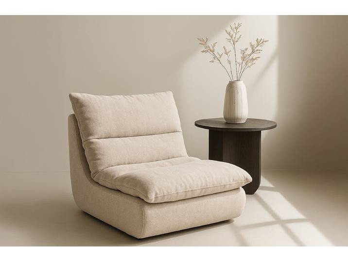 Lounge Sessel Selona - Polstersessel aus Leinenmischung - Beige - Luxusbetten24