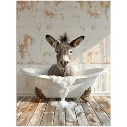 POSTER Esel - Tiere - Badewanne - Schaumstoff Deko Wohnzimmer 60x80 cm
