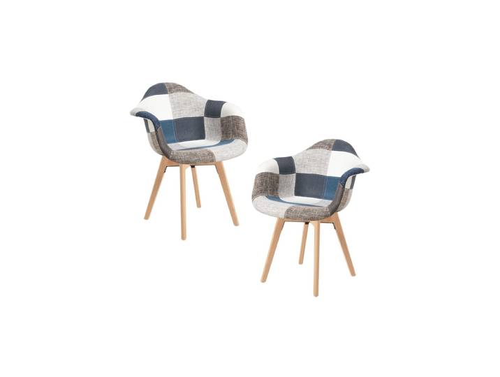 2er Set Belu Patchwork Stühle - Blau