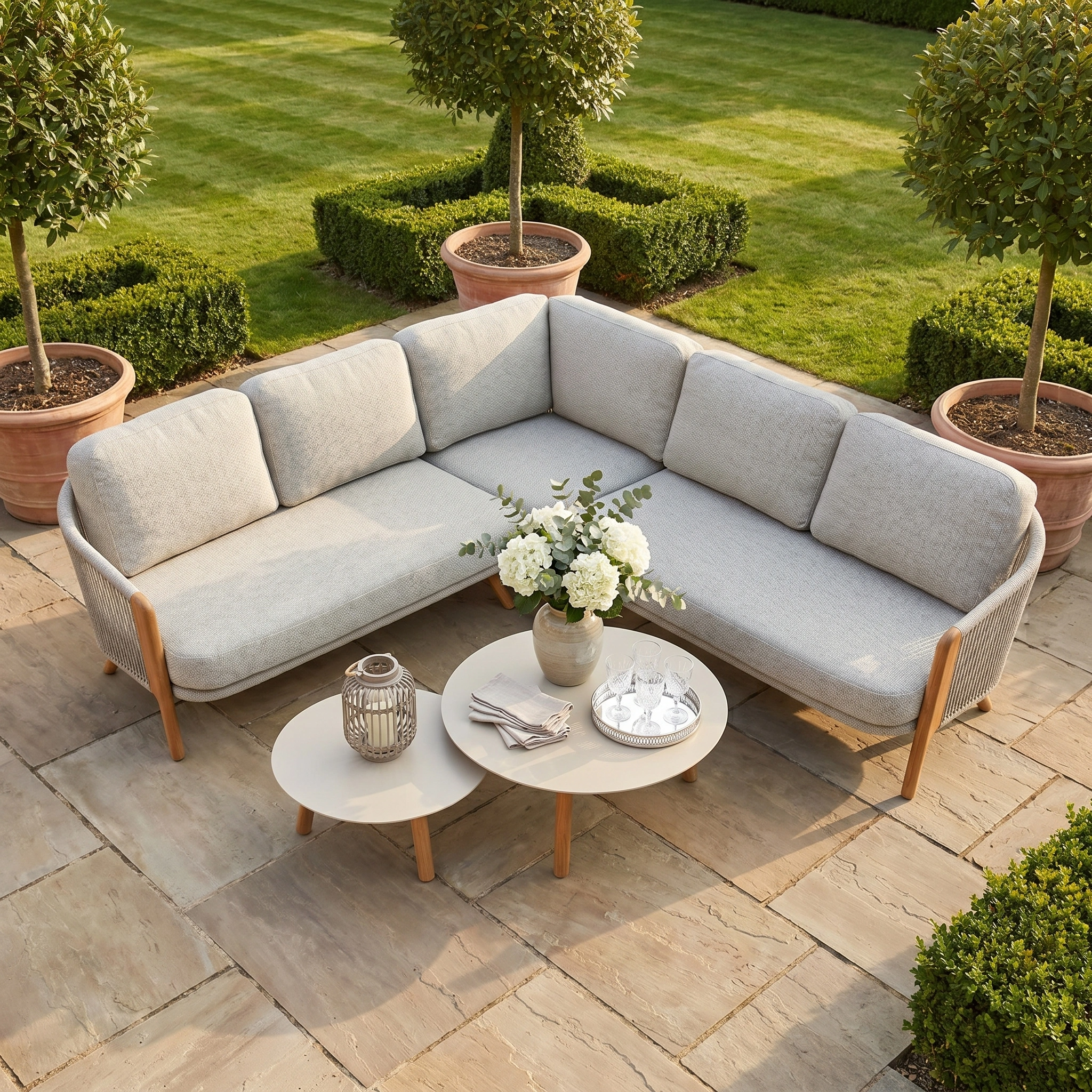 Harbour Lifestyle Merano Corner Group Set with Coffee Table in Latte