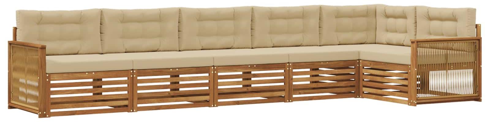 Outdoor-Sofagarnitur mit Kissen 6 pcs Natur und Beige