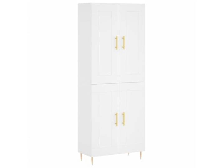 KGFHERENB Highboard Weiß 69,5x34x180 cm Schrank aus Holzwerkstoff Eleganter 2-teiliger Aufbewahrungsschrank mit robusten Eisenbeinen für Wohnzimmer und Flur.