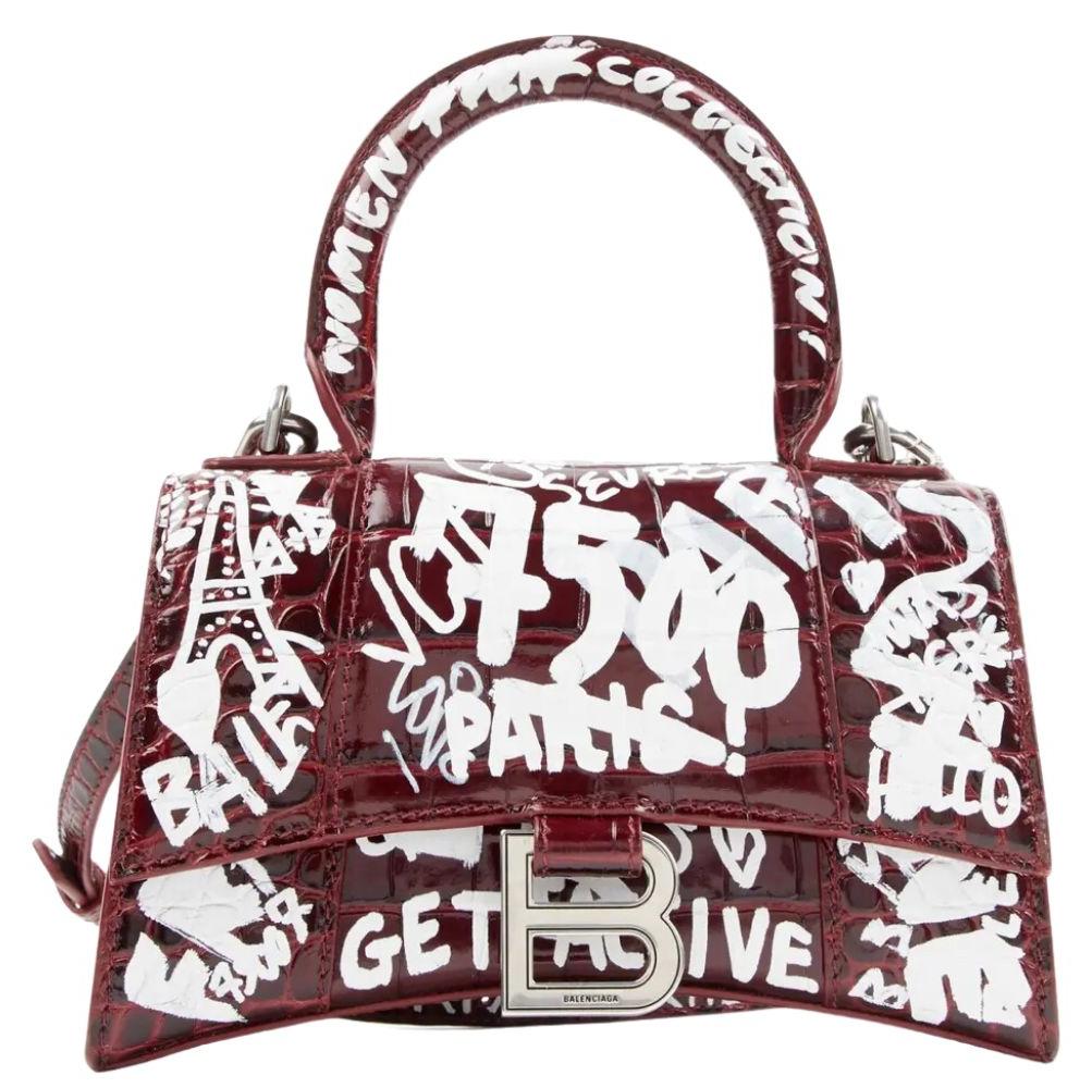 Balenciaga Hourglass Graffiti Ledertasche klein