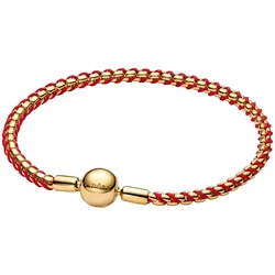 Pandora 563816C01 Damenarmband Schlangenkette Goldfarben/Rot, 18 cm