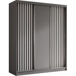 SCHWEBETÜRENSCHRANK Cabinio Grau Weiß 180/216/61 cm – Modern, mit Lamellen