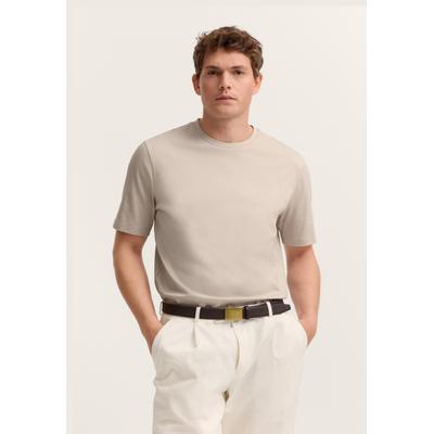 T-Shirt BUGATTI, Herren, Gr. XL, beige (30, beige), 100% Baumwolle, unifarben, normal, Rundhals, Shirts T-Shirt, elegant mit Rundhals