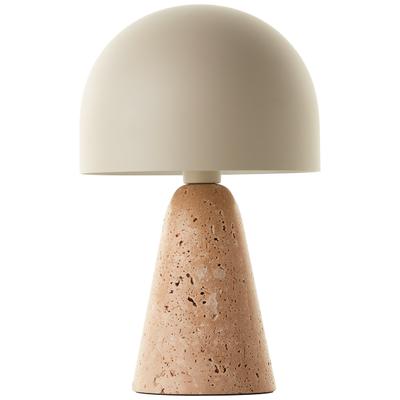 BRILLIANT Tischleuchte "Nalam", beige, 1, Ø 20cm H: 31cm, 1 Stk., Leuchten, mit Travertinfuß und Metallschirm, E14, 31 x 20 cm, beige, Tischleuchte