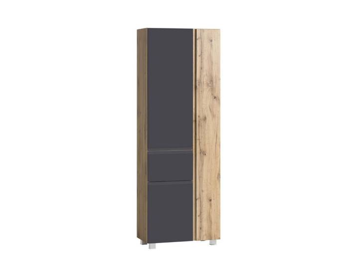 HELD MÖBEL Seitenschrank in grau / Wotaneiche, MDF - 65x180x35cm (BxHxT)