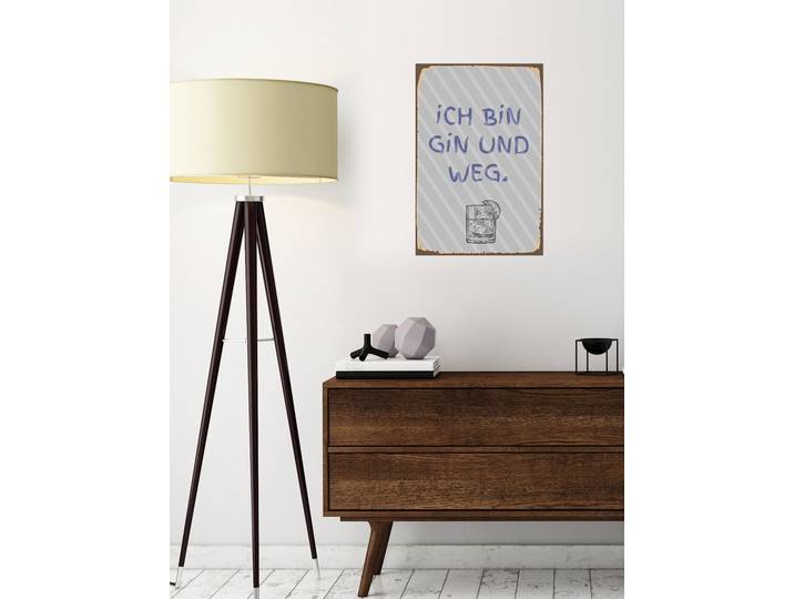 Metallbild QUEENCE gin und weg , lila (farbe bild(er): lila), B:20cm H:30cm, Metall, Stahl, Bilder, Metallbild, Stahlschilder