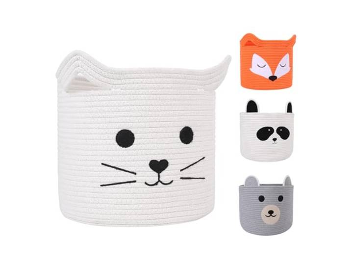 ACOHSY Panier Rangement Enfant 30x30 cm-Panier à Linge Pliable\,Multifonction pour Jouets et Vêtements\, Compatible avec Kallax-Léger et Pratique(Chat blanc)