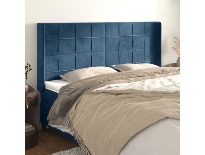 KTHLBRH Ohr-Kopfteil aus Samt, dunkelblau, klassisch, höhenverstellbar, elegantes Design mit stabilen Holzbeinen und weichem Luxus-Stoff, Unterstützung