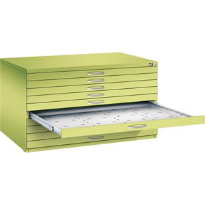 CP-Möbel Planschrank 7201-000, viridingrün, DIN A0, aus Metall, 80% Teilauszug, 135 x 76 x 96 cm, 10 Schubladen