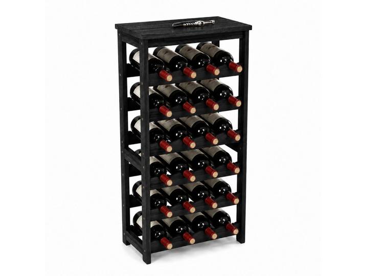 Relaxdays Weinregal Schwarz Walnussholz 24 Flaschen, Holz, 40x82x24 cm, Wohnzimmer, Regal, Weinregal