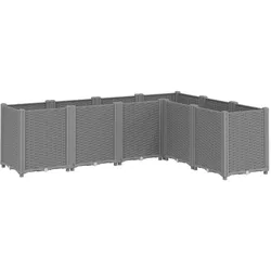Helloshop26 - Blumenkasten Hochbeet Pflanzkasten Blumen Terrasse Garten hell 160 x 120 x 53 cm Polypropylen grau 02_0038531