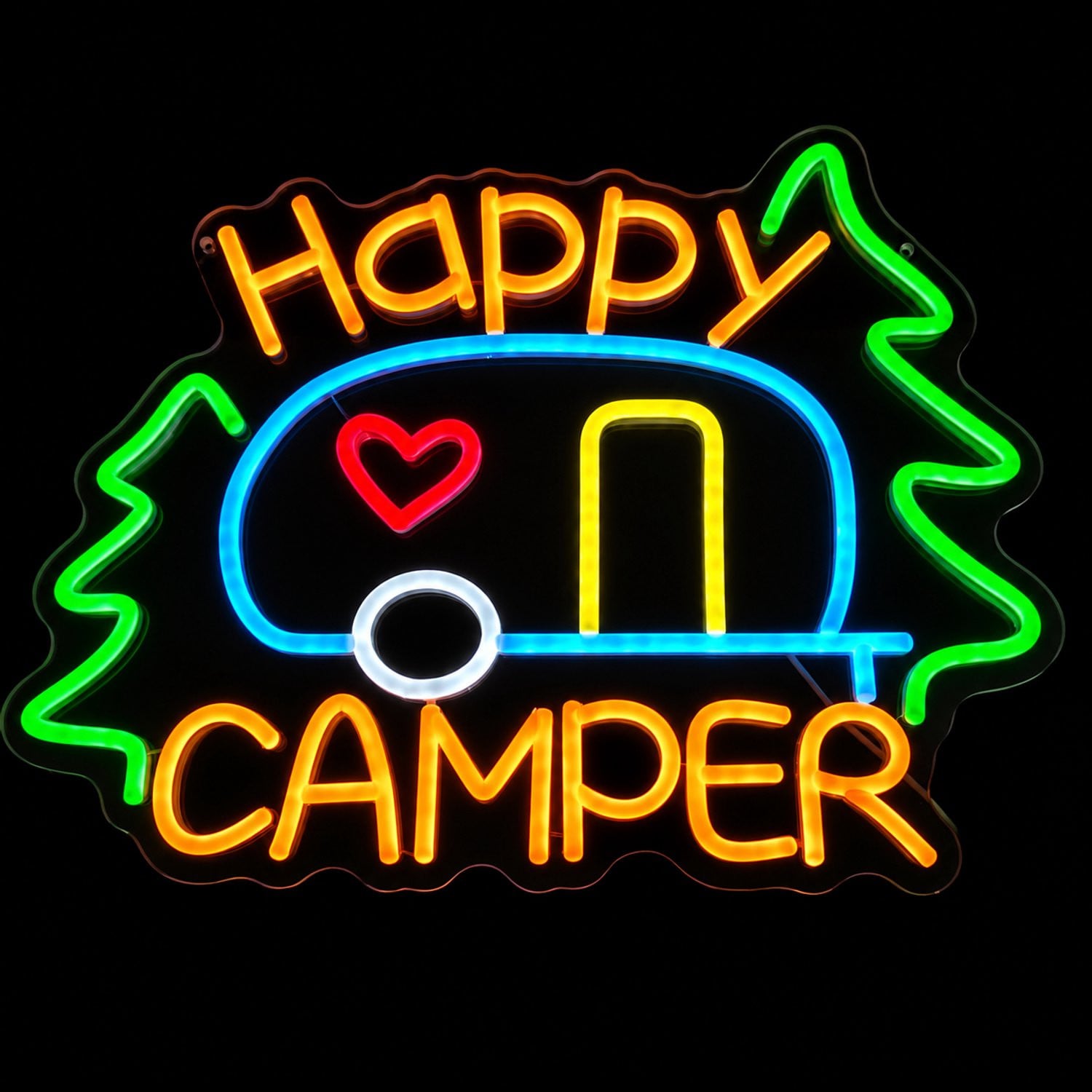 Ydemanne Neon Lamp Happy Camper - Dimbare LED Wandlamp met Ophangmateriaal