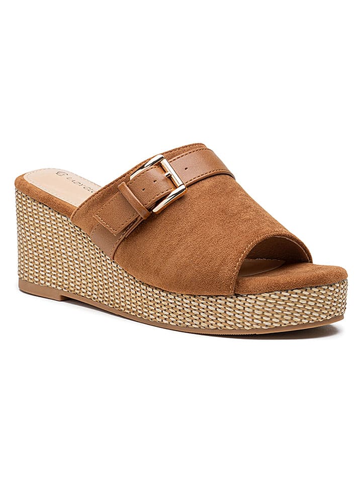 Foreverfolie Pantoletten in Camel - 39