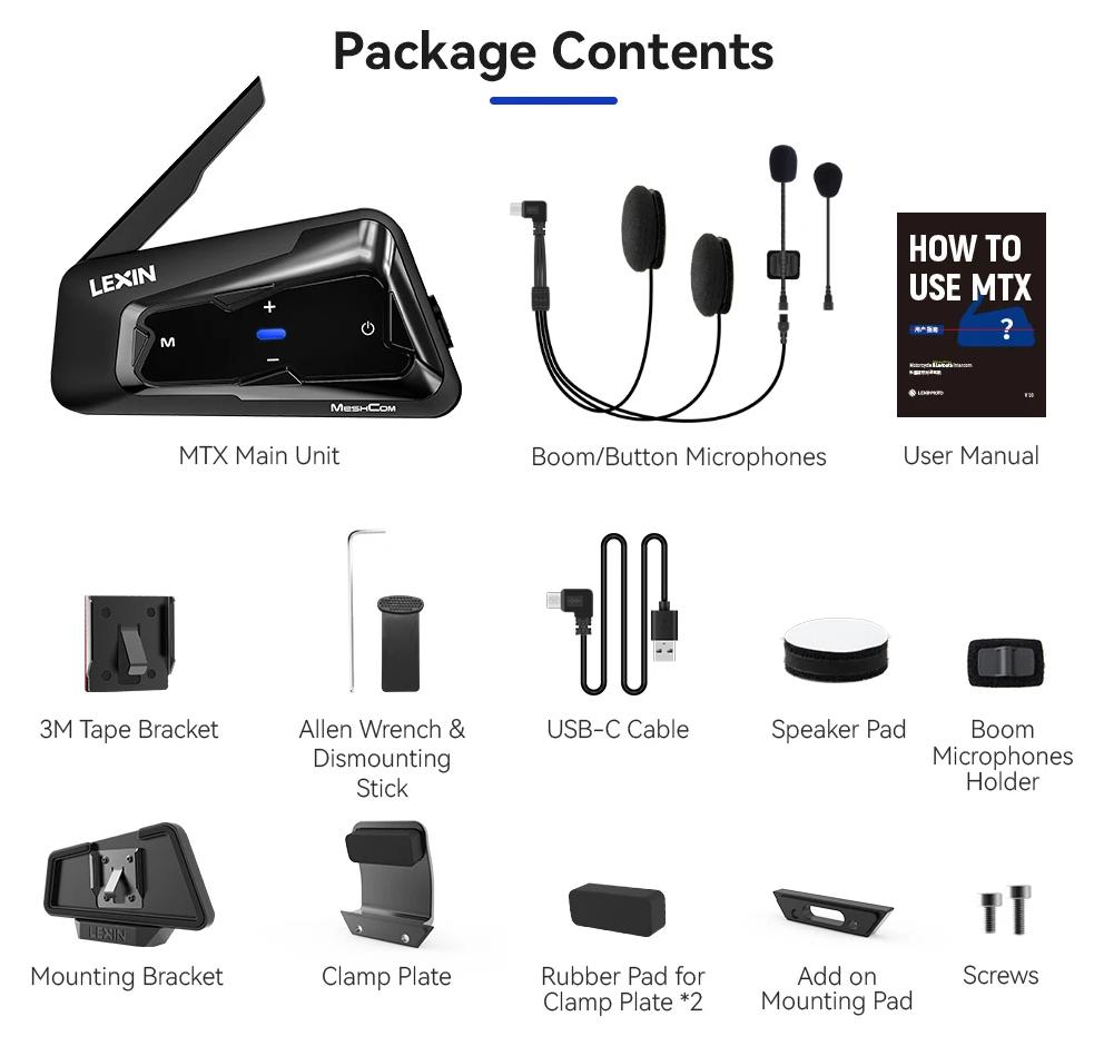Bluetooth-Helmsprechanlage - Motorrad-Headset - Mesh-Kommunikation - Intercom für mehrere Fahrer - Reichweite über 1.000 m - Integrierter Akku - 1 Stück